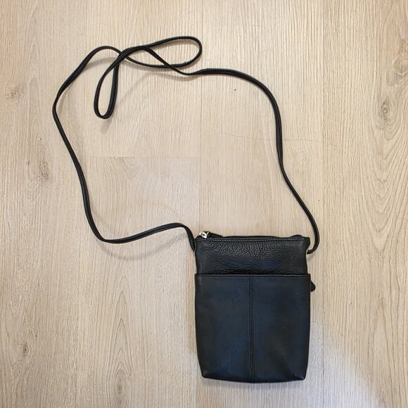 Ili New York Black Genuine Leather Minimalist Rectangle Crossbody Mini Sac Purse - Picture 3 of 6